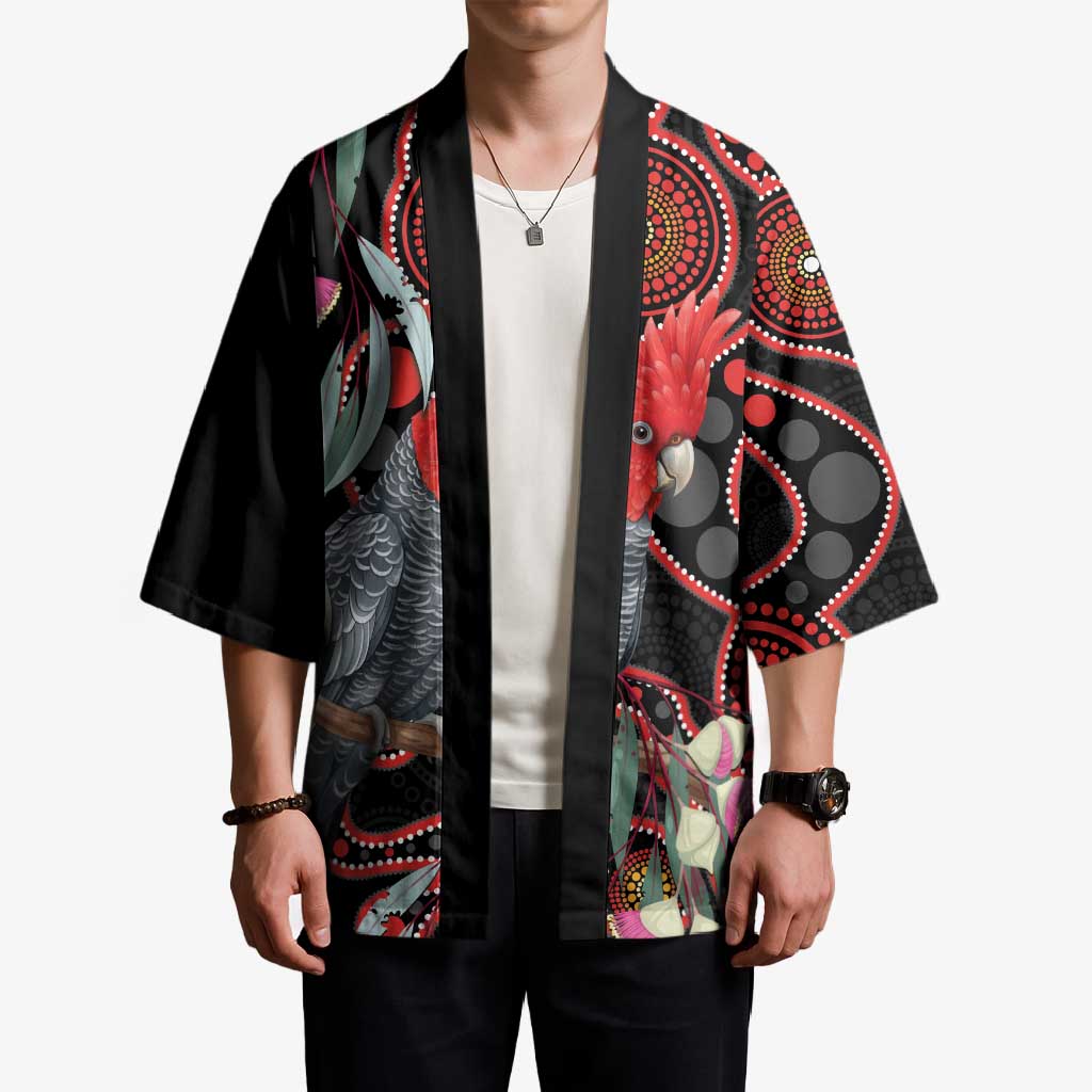 Gang-gang Cockatoo Australia Kimono Eucalyptus Blossoms Aboriginal Art - Aussie Hoodie