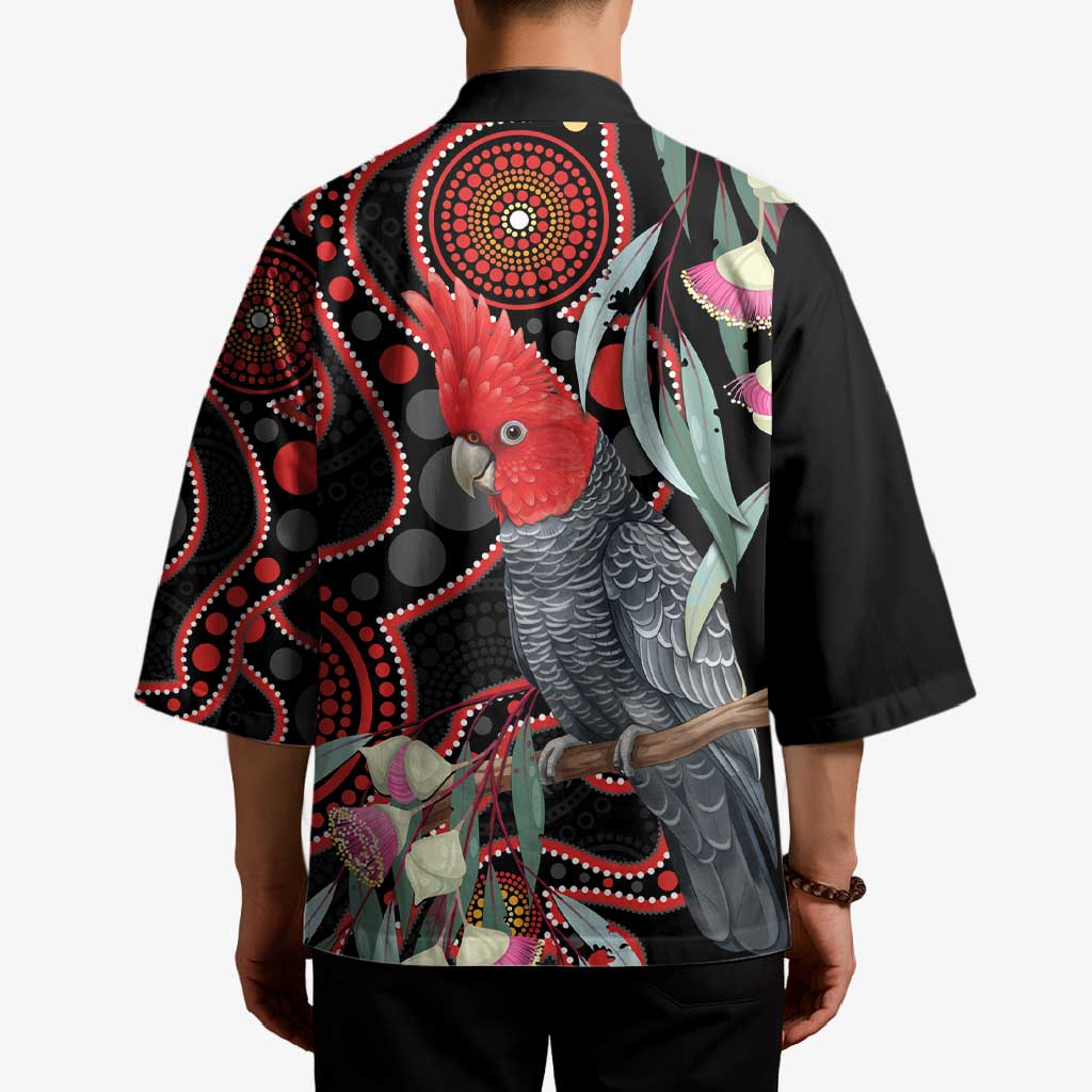 Gang-gang Cockatoo Australia Kimono Eucalyptus Blossoms Aboriginal Art - Aussie Hoodie