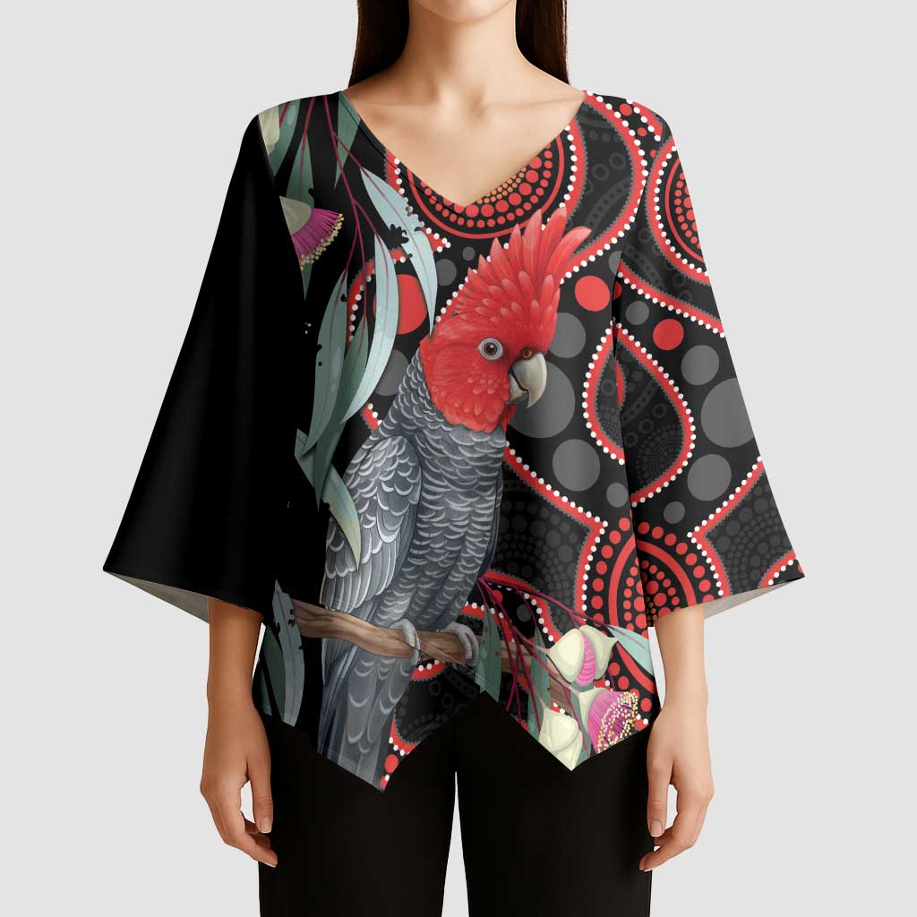Gang-gang Cockatoo Australia Kimono Sleeve Blouse Eucalyptus Blossoms Aboriginal Art - Aussie Hoodie