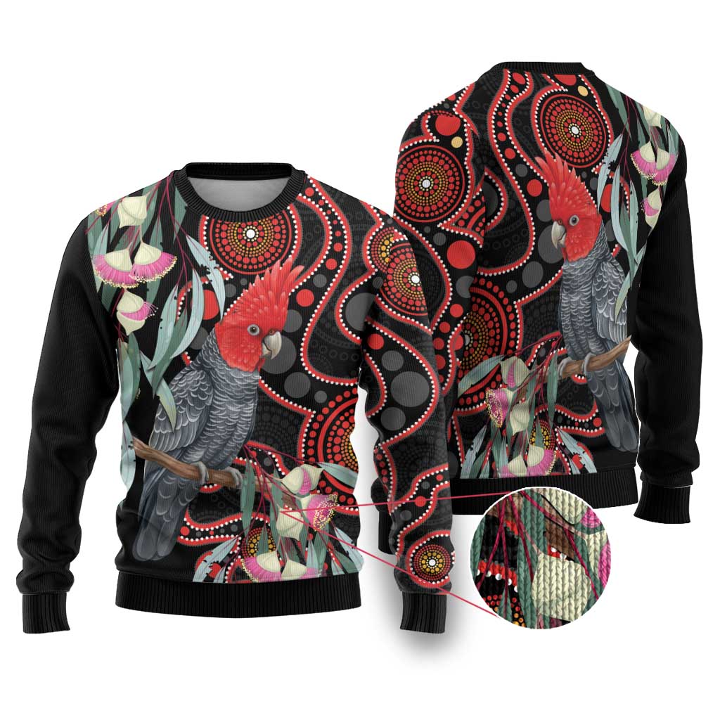 Gang-gang Cockatoo Australia Ugly Christmas Sweater Eucalyptus Blossoms Aboriginal Art - Aussie Hoodie