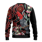 Gang-gang Cockatoo Australia Ugly Christmas Sweater Eucalyptus Blossoms Aboriginal Art - Aussie Hoodie