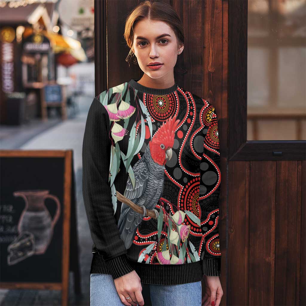 Gang-gang Cockatoo Australia Ugly Christmas Sweater Eucalyptus Blossoms Aboriginal Art - Aussie Hoodie