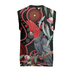 Gang-gang Cockatoo Australia Christmas Knitted V-Neck Vest Eucalyptus Blossoms Aboriginal Art - Aussie Hoodie