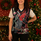 Gang-gang Cockatoo Australia Christmas Knitted V-Neck Vest Eucalyptus Blossoms Aboriginal Art - Aussie Hoodie