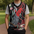 Gang-gang Cockatoo Australia Christmas Knitted V-Neck Vest Eucalyptus Blossoms Aboriginal Art - Aussie Hoodie