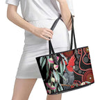 Gang-gang Cockatoo Australia Leather Tote Bag Eucalyptus Blossoms Aboriginal Art - Aussie Hoodie