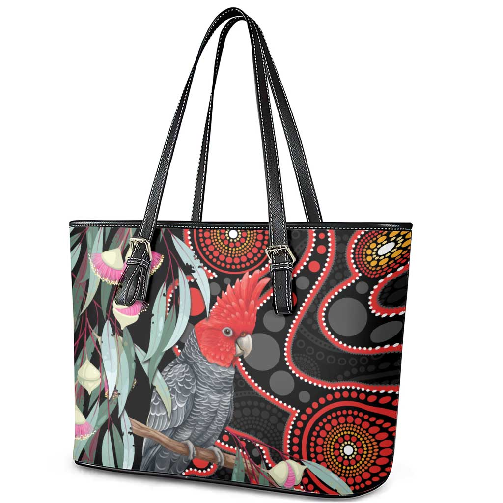 Gang-gang Cockatoo Australia Leather Tote Bag Eucalyptus Blossoms Aboriginal Art - Aussie Hoodie