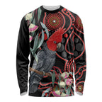 Gang-gang Cockatoo Australia Long Sleeve Shirt Eucalyptus Blossoms Aboriginal Art - Aussie Hoodie