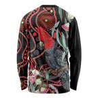 Gang-gang Cockatoo Australia Long Sleeve Shirt Eucalyptus Blossoms Aboriginal Art - Aussie Hoodie