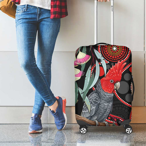 Gang-gang Cockatoo Australia Luggage Cover Eucalyptus Blossoms Aboriginal Art - Aussie Hoodie