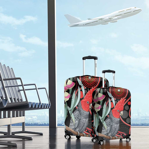 Gang-gang Cockatoo Australia Luggage Cover Eucalyptus Blossoms Aboriginal Art - Aussie Hoodie
