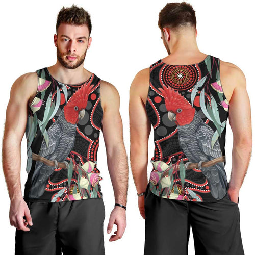 Gang-gang Cockatoo Australia Men Tank Top Eucalyptus Blossoms Aboriginal Art - Aussie Hoodie