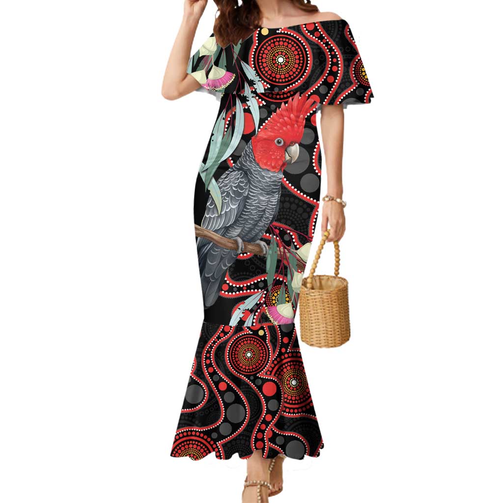 Gang-gang Cockatoo Australia Mermaid Dress Eucalyptus Blossoms Aboriginal Art - Aussie Hoodie