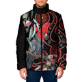 Gang-gang Cockatoo Australia Padded Jacket Eucalyptus Blossoms Aboriginal Art - Aussie Hoodie