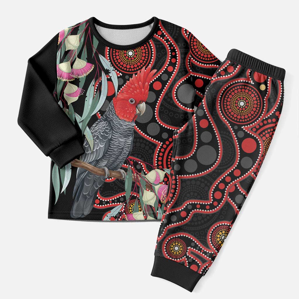 Gang-gang Cockatoo Australia Christmas Pajama Set Eucalyptus Blossoms Aboriginal Art - Aussie Hoodie