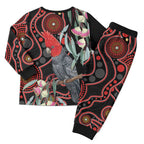 Gang-gang Cockatoo Australia Christmas Pajama Set Eucalyptus Blossoms Aboriginal Art - Aussie Hoodie