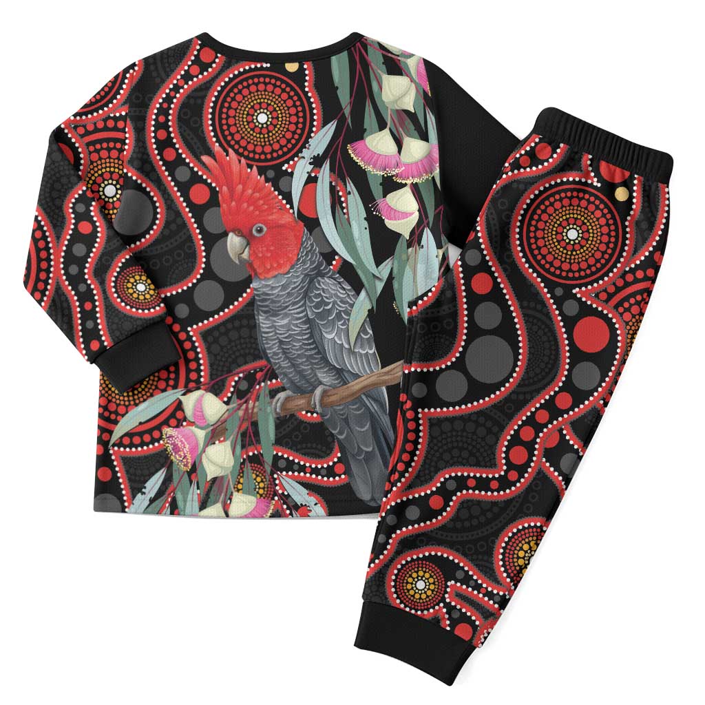 Gang-gang Cockatoo Australia Christmas Pajama Set Eucalyptus Blossoms Aboriginal Art - Aussie Hoodie