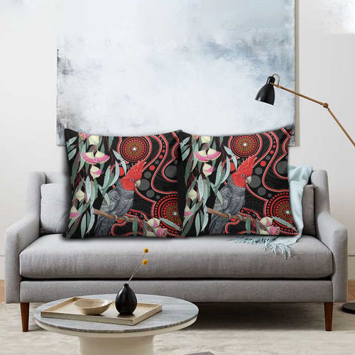 Gang-gang Cockatoo Australia Pillow Cover Eucalyptus Blossoms Aboriginal Art - Aussie Hoodie