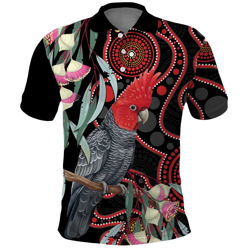 Gang-gang Cockatoo Australia Polo Shirt Eucalyptus Blossoms Aboriginal Art - Aussie Hoodie