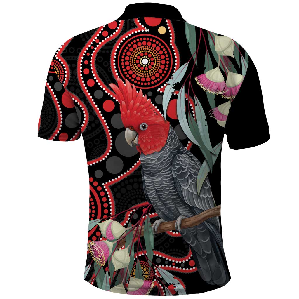 Gang-gang Cockatoo Australia Polo Shirt Eucalyptus Blossoms Aboriginal Art - Aussie Hoodie