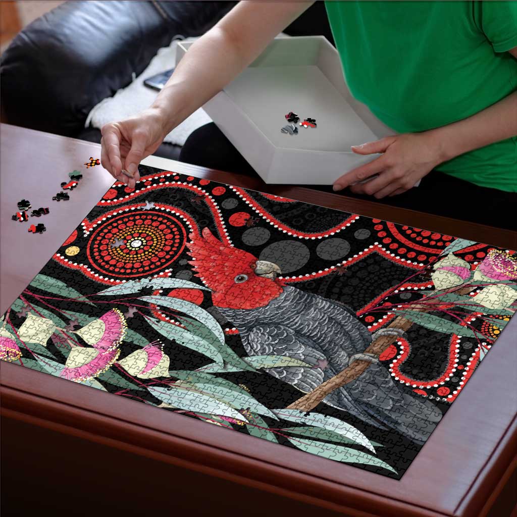 Gang-gang Cockatoo Australia Puzzle Eucalyptus Blossoms Aboriginal Art - Aussie Hoodie