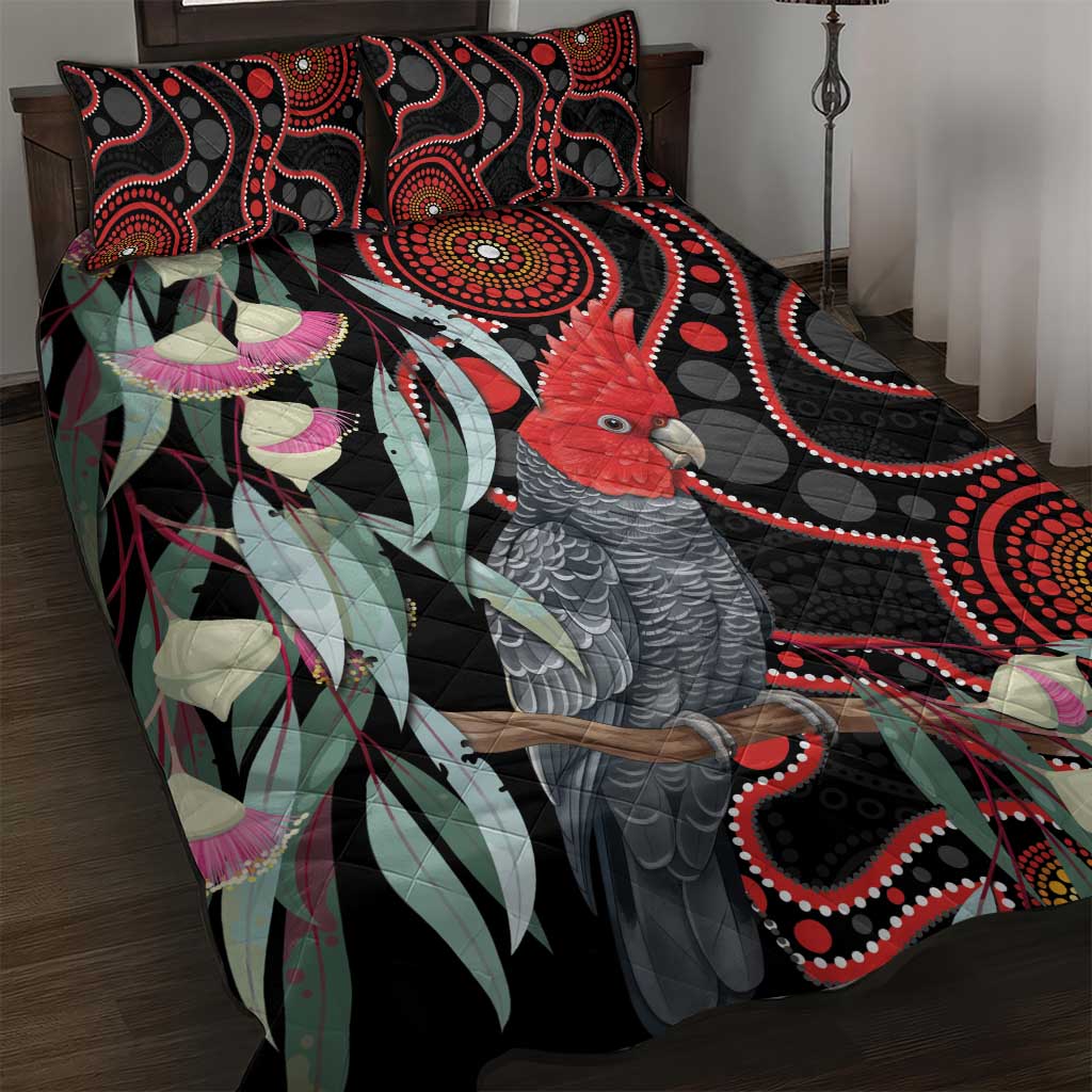 Gang-gang Cockatoo Australia Quilt Bed Set Eucalyptus Blossoms Aboriginal Art - Aussie Hoodie