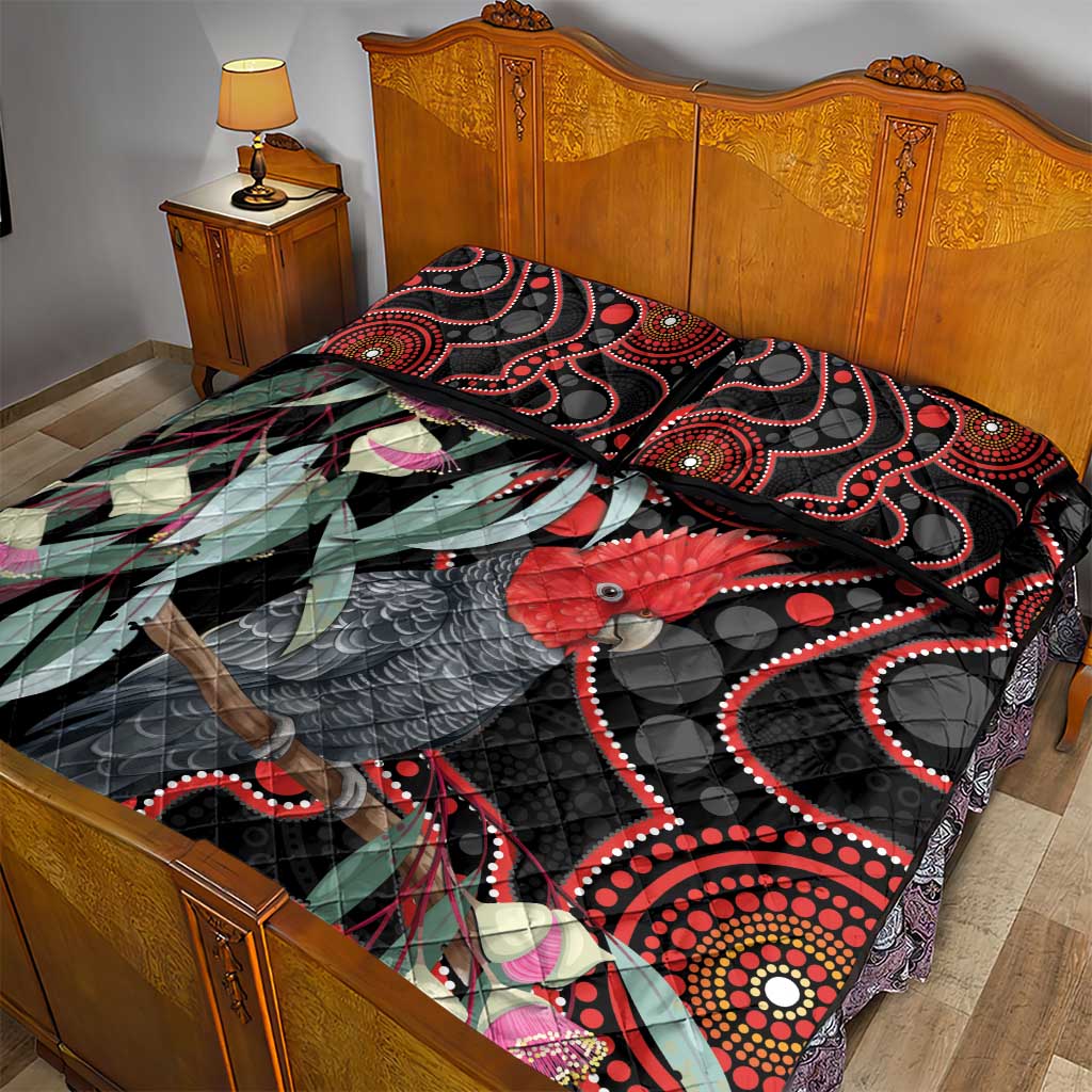 Gang-gang Cockatoo Australia Quilt Bed Set Eucalyptus Blossoms Aboriginal Art - Aussie Hoodie