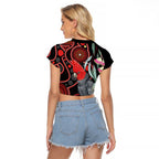 Gang-gang Cockatoo Australia Raglan Cropped T Shirt Eucalyptus Blossoms Aboriginal Art - Aussie Hoodie