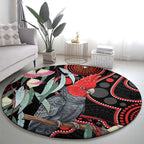 Gang-gang Cockatoo Australia Round Carpet Eucalyptus Blossoms Aboriginal Art - Aussie Hoodie