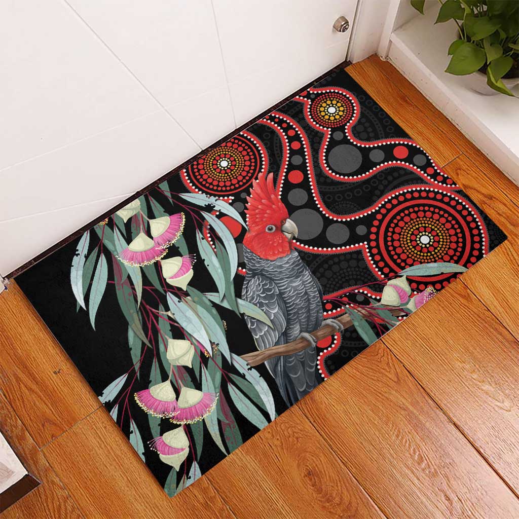Gang-gang Cockatoo Australia Rubber Doormat Eucalyptus Blossoms Aboriginal Art - Aussie Hoodie