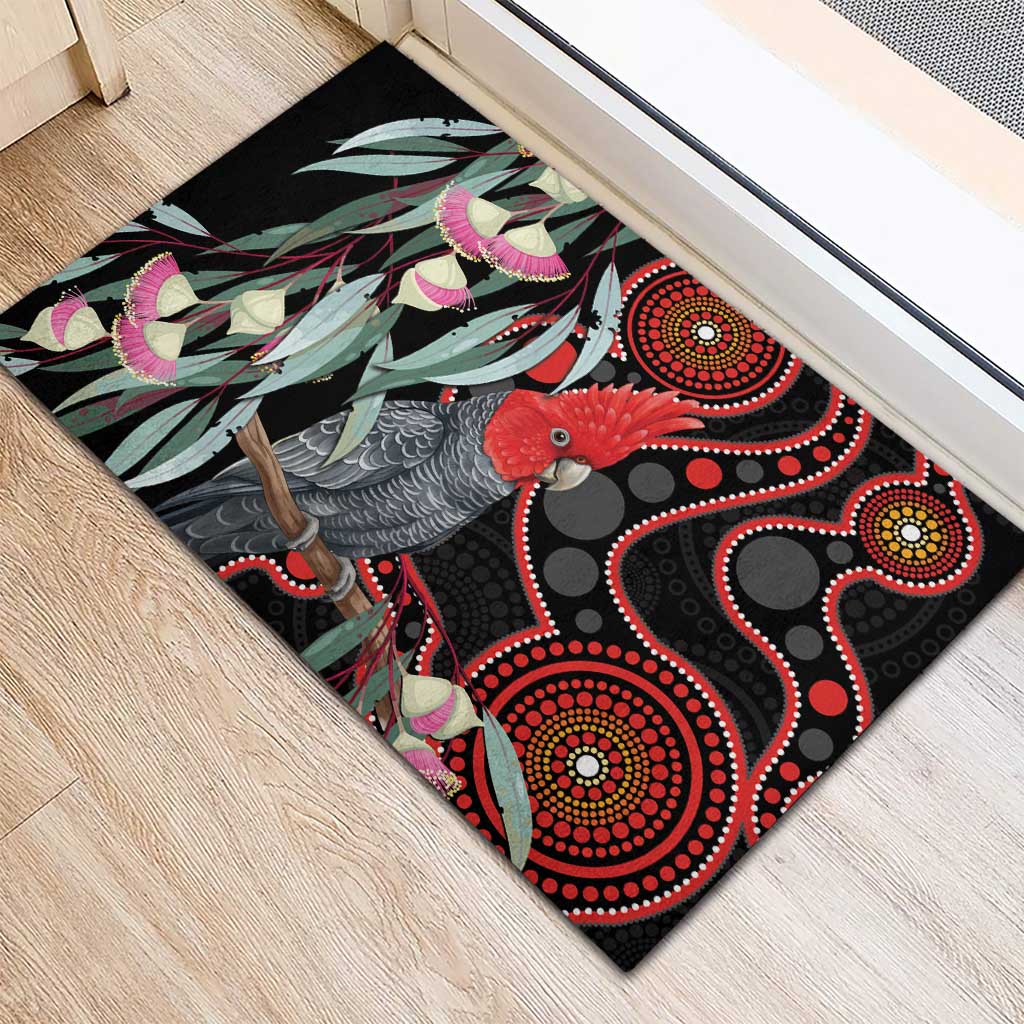 Gang-gang Cockatoo Australia Rubber Doormat Eucalyptus Blossoms Aboriginal Art - Aussie Hoodie
