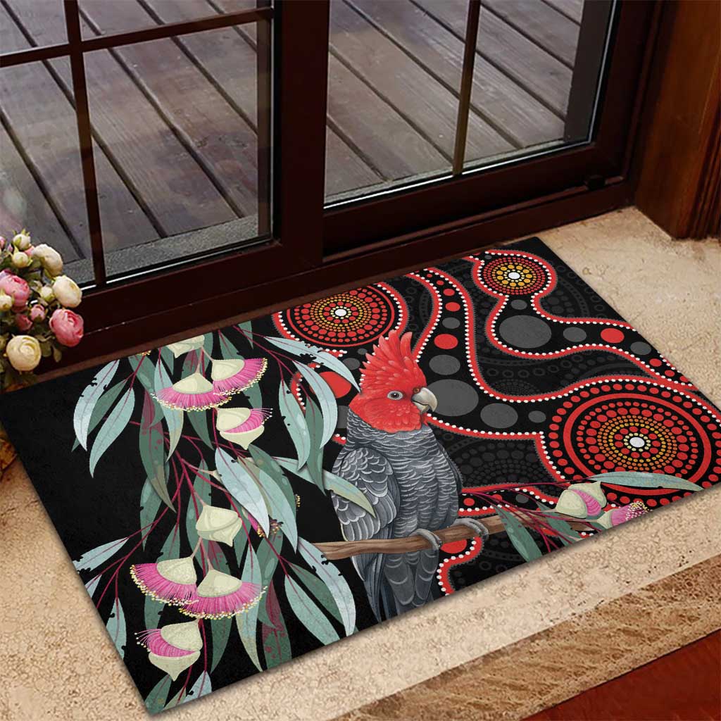 Gang-gang Cockatoo Australia Rubber Doormat Eucalyptus Blossoms Aboriginal Art - Aussie Hoodie