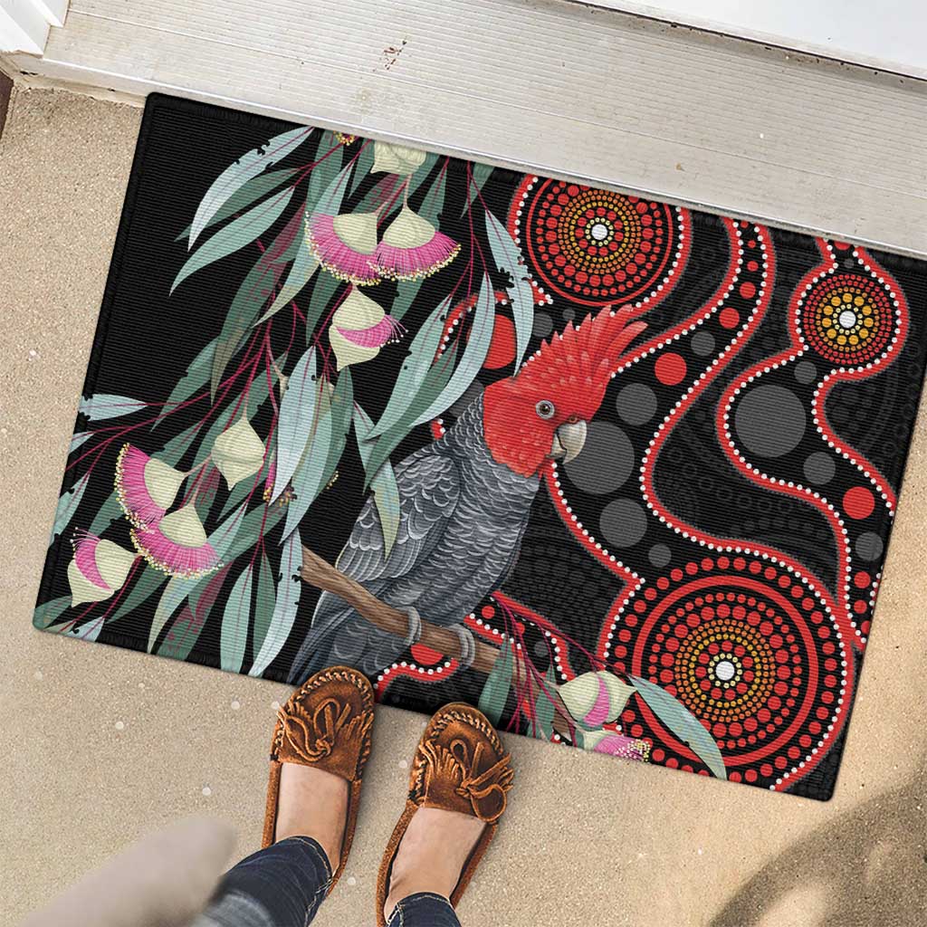 Gang-gang Cockatoo Australia Rubber Doormat Eucalyptus Blossoms Aboriginal Art - Aussie Hoodie