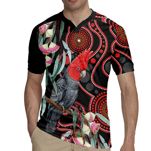 Gang-gang Cockatoo Australia Rugby Jersey Eucalyptus Blossoms Aboriginal Art - Aussie Hoodie