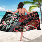 Gang-gang Cockatoo Australia Sarong Eucalyptus Blossoms Aboriginal Art - Aussie Hoodie