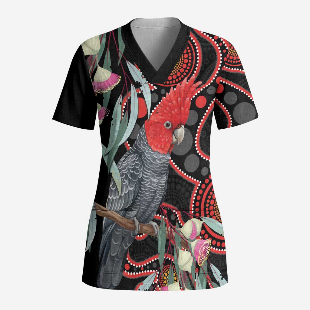 Gang-gang Cockatoo Australia Scrub Top Eucalyptus Blossoms Aboriginal Art - Aussie Hoodie