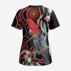 Gang-gang Cockatoo Australia Scrub Top Eucalyptus Blossoms Aboriginal Art - Aussie Hoodie