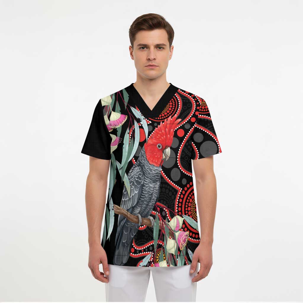 Gang-gang Cockatoo Australia Scrub Top Eucalyptus Blossoms Aboriginal Art - Aussie Hoodie