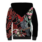 Gang-gang Cockatoo Australia Sherpa Hoodie Eucalyptus Blossoms Aboriginal Art - Aussie Hoodie