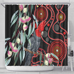 Gang-gang Cockatoo Australia Shower Curtain Eucalyptus Blossoms Aboriginal Art - Aussie Hoodie