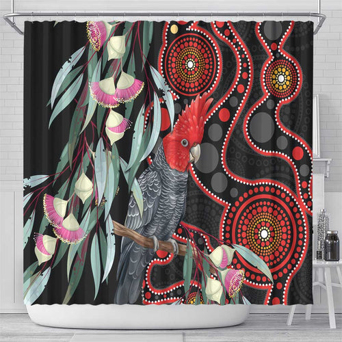 Gang-gang Cockatoo Australia Shower Curtain Eucalyptus Blossoms Aboriginal Art - Aussie Hoodie