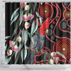 Gang-gang Cockatoo Australia Shower Curtain Eucalyptus Blossoms Aboriginal Art - Aussie Hoodie