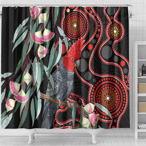 Gang-gang Cockatoo Australia Shower Curtain Eucalyptus Blossoms Aboriginal Art - Aussie Hoodie