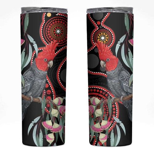 Gang-gang Cockatoo Australia Skinny Tumbler Eucalyptus Blossoms Aboriginal Art - Aussie Hoodie