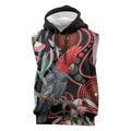 Gang-gang Cockatoo Australia Sleeveless Hoodie Eucalyptus Blossoms Aboriginal Art - Aussie Hoodie