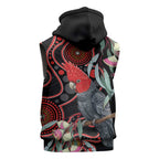Gang-gang Cockatoo Australia Sleeveless Zip Hoodie Eucalyptus Blossoms Aboriginal Art LT14