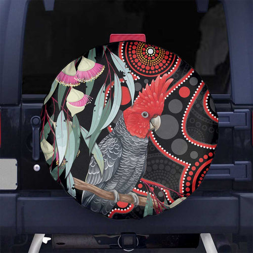 Gang-gang Cockatoo Australia Spare Tire Cover Eucalyptus Blossoms Aboriginal Art - Aussie Hoodie