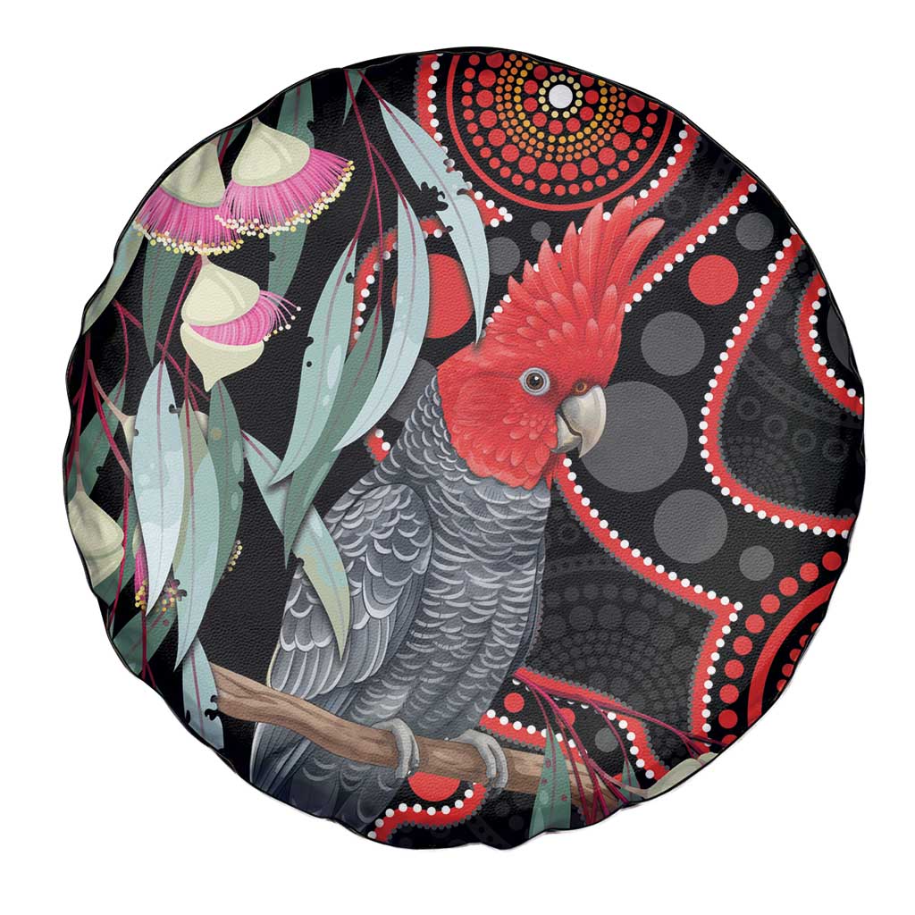 Gang-gang Cockatoo Australia Spare Tire Cover Eucalyptus Blossoms Aboriginal Art - Aussie Hoodie
