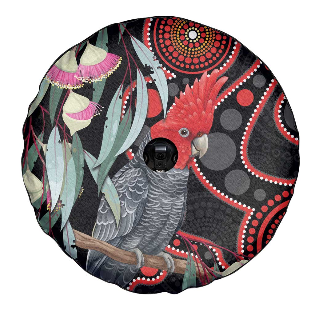 Gang-gang Cockatoo Australia Spare Tire Cover Eucalyptus Blossoms Aboriginal Art - Aussie Hoodie