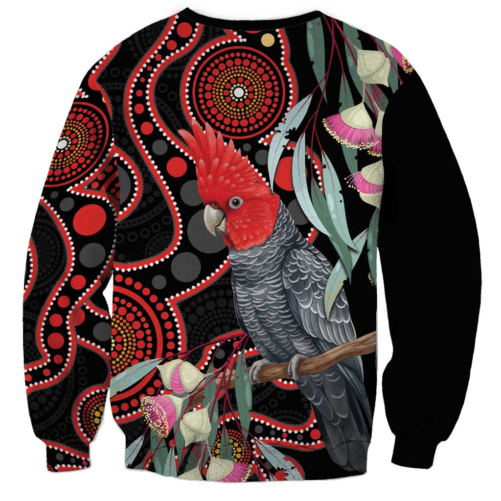 Gang-gang Cockatoo Australia Sweatshirt Eucalyptus Blossoms Aboriginal Art - Aussie Hoodie